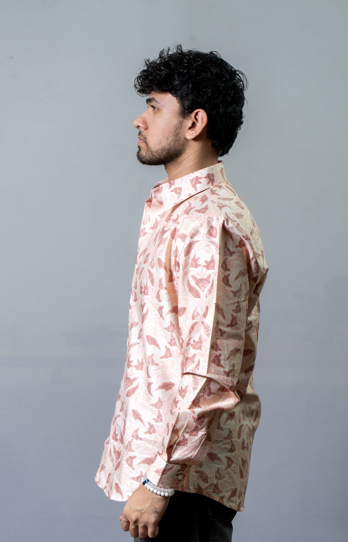 Cotton Printed Shirt Burnt Orange- Orange