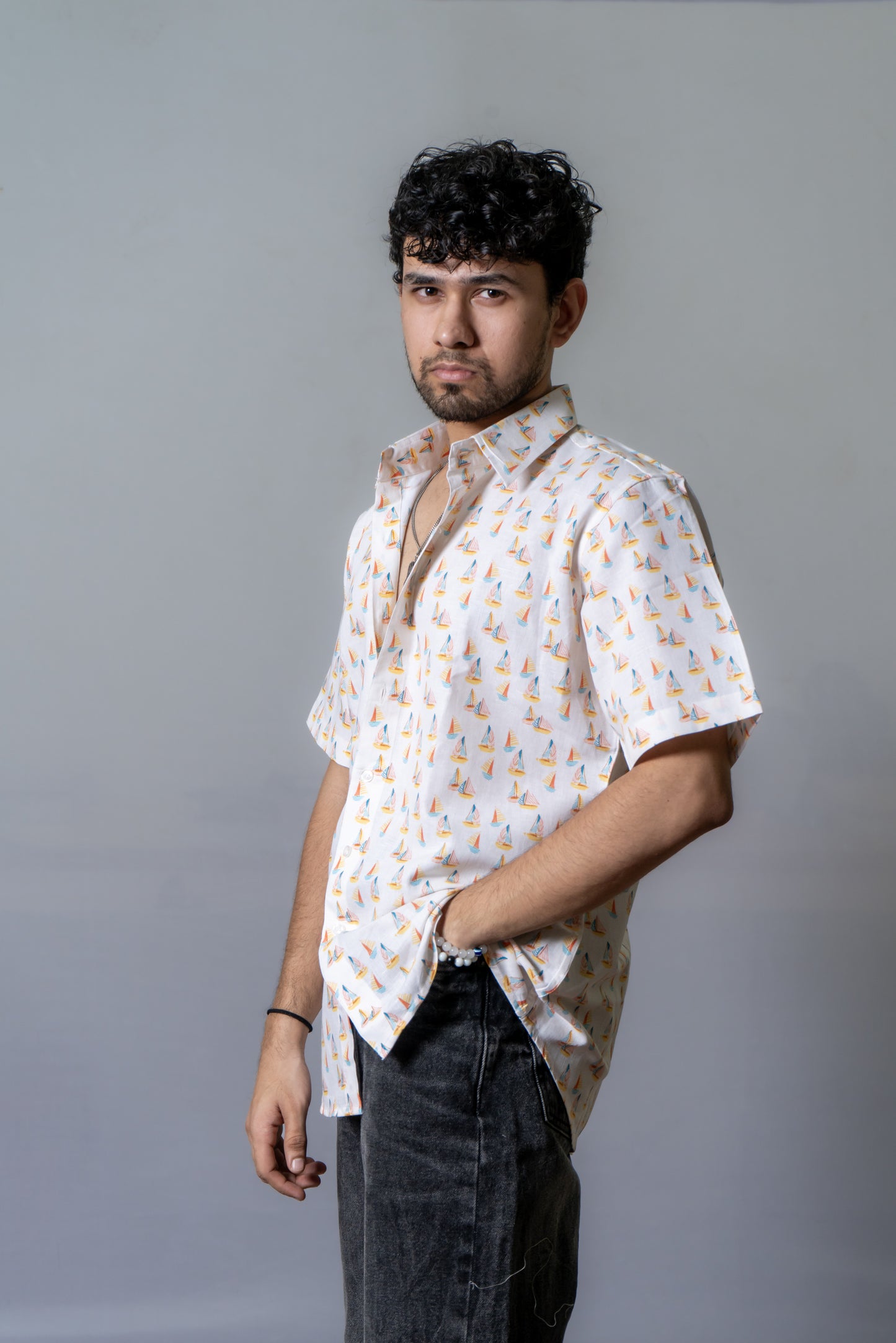 Linen Printed Shirt Sailing Shirt-