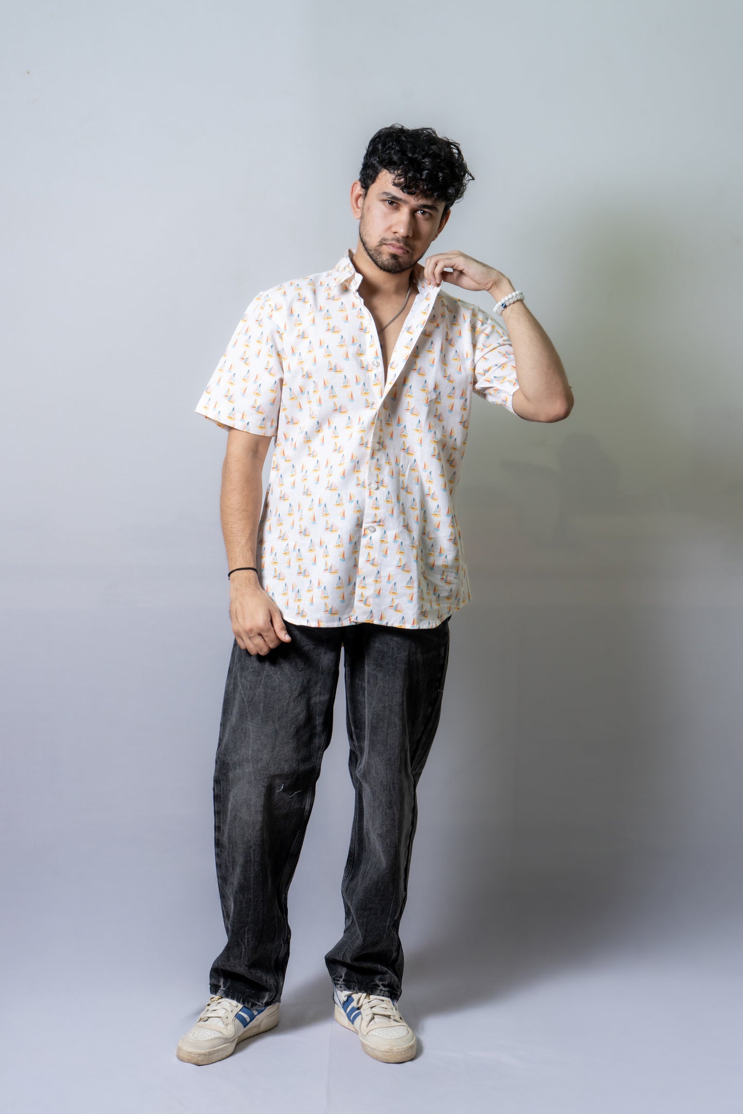 Linen Printed Shirt Sailing Shirt-