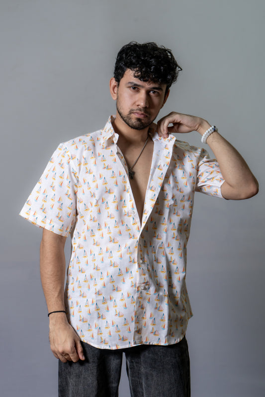 Linen Printed Shirt Sailing Shirt-